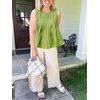 image:imageCicy Bell Womens Summer Peplum Tops Casual Babydoll Sleeveless Cotton Tank Tops Flowy Pleated ShirtsTender Green