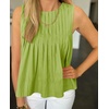 image:imageCicy Bell Womens Summer Peplum Tops Casual Babydoll Sleeveless Cotton Tank Tops Flowy Pleated ShirtsTender Green