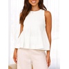 image:imageCicy Bell Womens Summer Peplum Tops Casual Babydoll Sleeveless Cotton Tank Tops Flowy Pleated ShirtsWhite