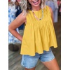 image:imageCicy Bell Womens Summer Peplum Tops Casual Babydoll Sleeveless Cotton Tank Tops Flowy Pleated ShirtsYellow