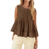 image:imageCicy Bell Womens Summer Peplum Tops Casual Babydoll Sleeveless Cotton Tank Tops Flowy Pleated ShirtsCoffee