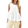 image:imageCicy Bell Womens Summer Peplum Tops Casual Babydoll Sleeveless Cotton Tank Tops Flowy Pleated ShirtsWhite