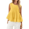 image:imageCicy Bell Womens Summer Peplum Tops Casual Babydoll Sleeveless Cotton Tank Tops Flowy Pleated ShirtsYellow