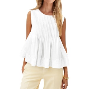 image:imageCicy Bell Womens Summer Peplum Tops Casual Babydoll Sleeveless Cotton Tank Tops Flowy Pleated ShirtsWhite