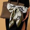 image:imageCicy Bell Head Scarf for Women Boho Floral Printed Silk Satin Hair Scarves Square Neck Bandanas for Handbags Scarf 354Army Green