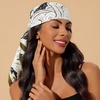 image:imageCicy Bell Head Scarf for Women Boho Floral Printed Silk Satin Hair Scarves Square Neck Bandanas for Handbags Scarf 354Army Green