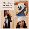 image:imageCicy Bell Head Scarf for Women Boho Floral Printed Silk Satin Hair Scarves Square Neck Bandanas for Handbags Scarf 354Blue