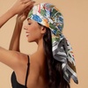 image:imageCicy Bell Head Scarf for Women Boho Floral Printed Silk Satin Hair Scarves Square Neck Bandanas for Handbags Scarf 354Light Green