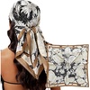 image:imageCicy Bell Head Scarf for Women Boho Floral Printed Silk Satin Hair Scarves Square Neck Bandanas for Handbags Scarf 354Khaki