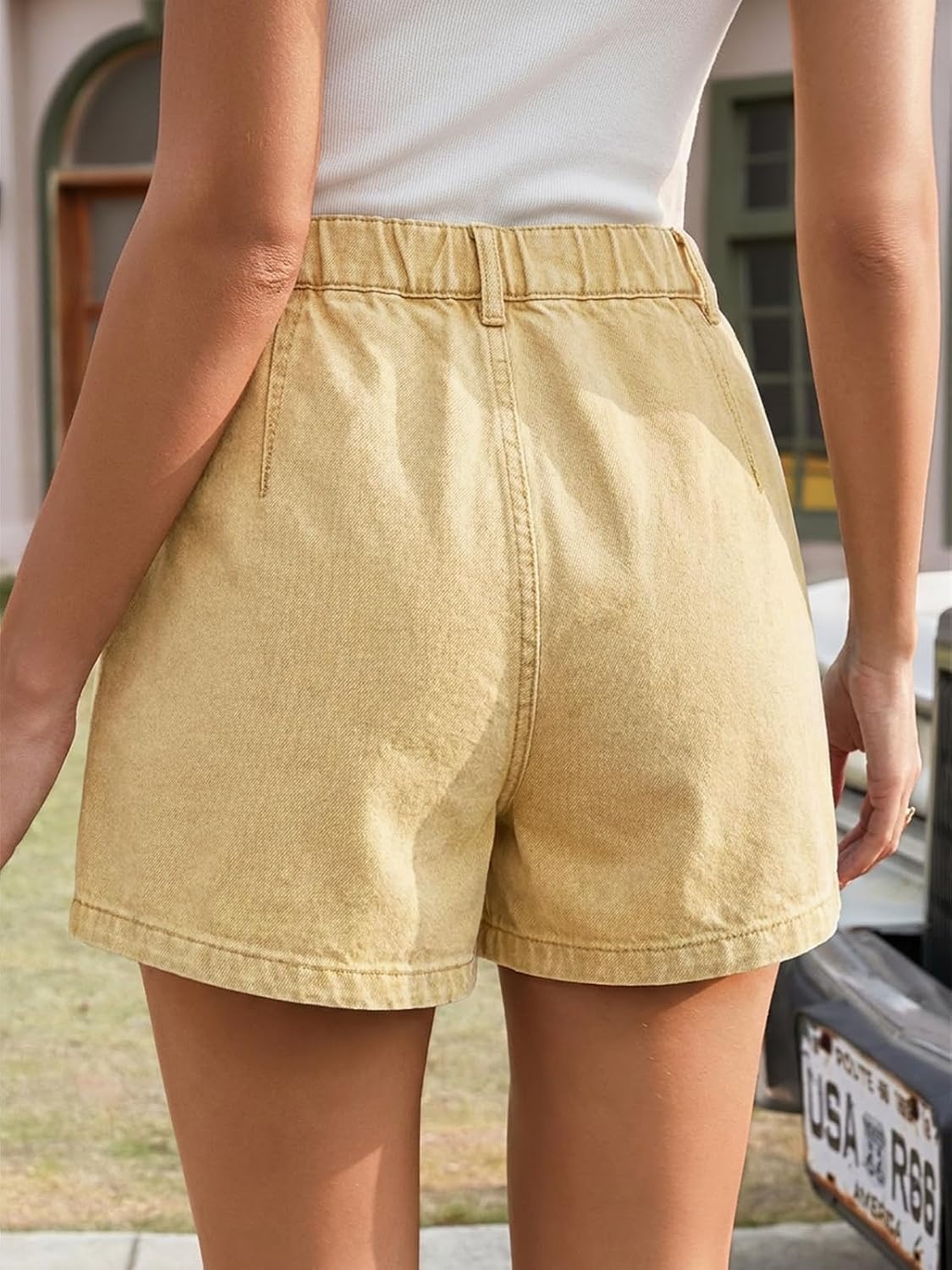 image:imageCicy Bell Womens Baggy High Waisted Jean Shorts Summer Wide Leg Jorts Casual Vintage Denim ShortsLight Khaki