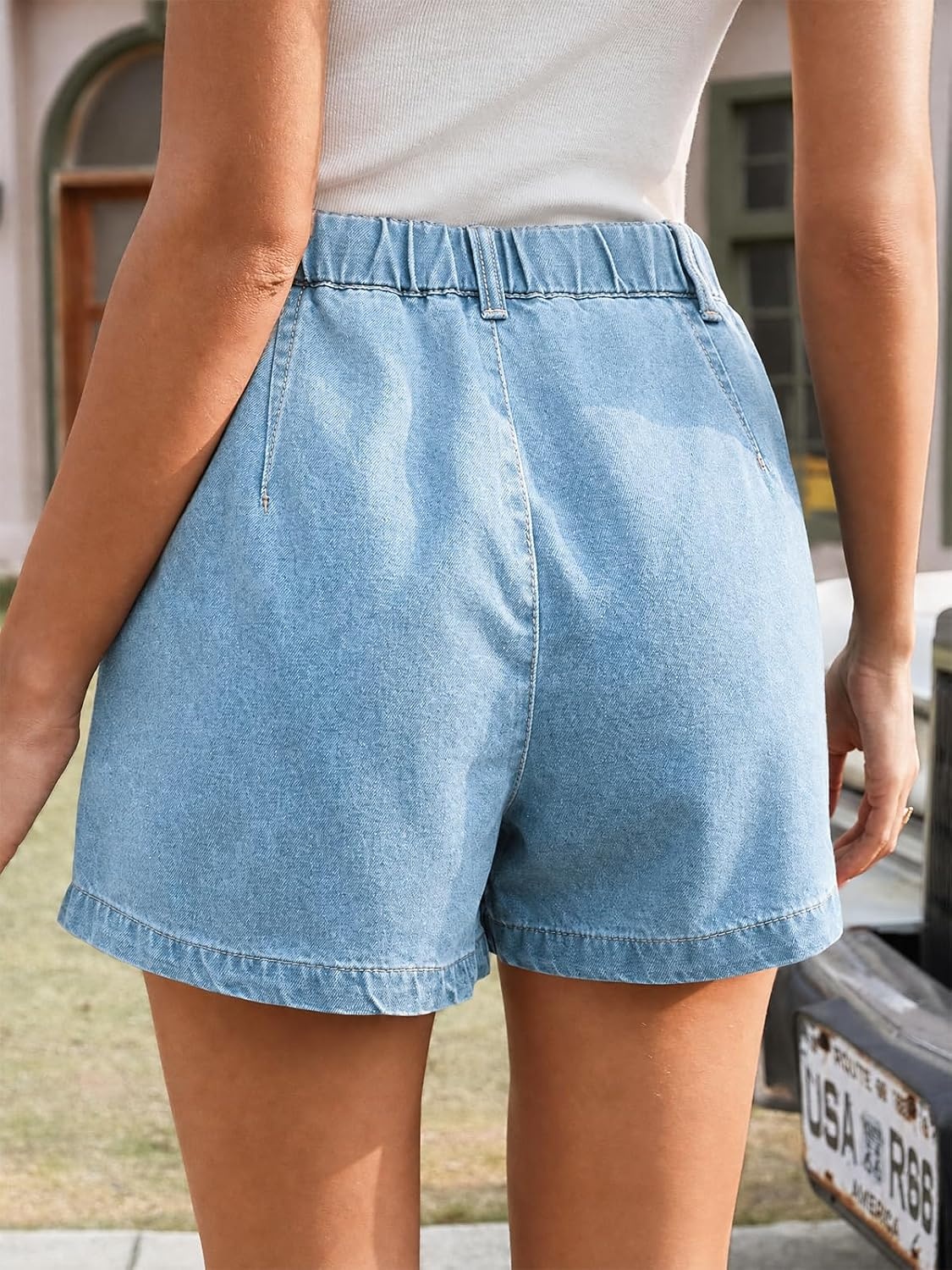 image:imageCicy Bell Womens Baggy High Waisted Jean Shorts Summer Wide Leg Jorts Casual Vintage Denim ShortsPale Blue