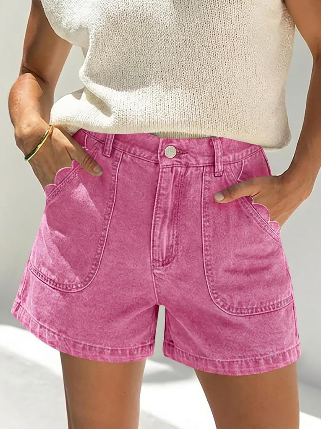 image:imageCicy Bell Womens Baggy High Waisted Jean Shorts Summer Wide Leg Jorts Casual Vintage Denim ShortsPink