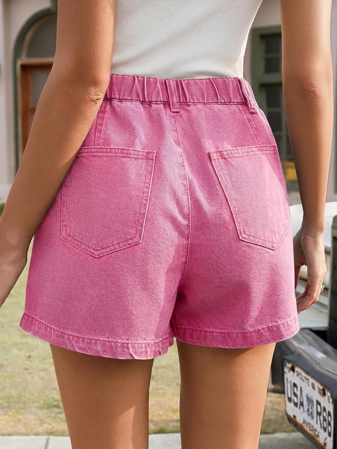 image:imageCicy Bell Womens Baggy High Waisted Jean Shorts Summer Wide Leg Jorts Casual Vintage Denim ShortsPink