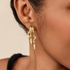 image:imageCicy Bell Dangle Earrings For Women 18k Gold Plated Triple Huggie Cute Statement Chain Dainty Drop Earrings Trendy JewelryStyle AGold