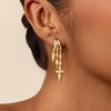 image:imageCicy Bell Dangle Earrings For Women 18k Gold Plated Triple Huggie Cute Statement Chain Dainty Drop Earrings Trendy JewelryStyle BGold