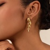 image:imageCicy Bell Dangle Earrings For Women 18k Gold Plated Triple Huggie Cute Statement Chain Dainty Drop Earrings Trendy JewelryStyle BGold