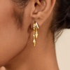 image:imageCicy Bell Dangle Earrings For Women 18k Gold Plated Triple Huggie Cute Statement Chain Dainty Drop Earrings Trendy JewelryStyle DGold