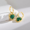 image:imageCicy Bell Earrings for Women 18K Gold Plated Hypoallergenic Heart Hoop Earrings Energy Stone Elegant Lucky Huggie Earring Trendy Teacher Jewelry GiftsGoldGreen