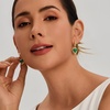 image:imageCicy Bell Earrings for Women 18K Gold Plated Hypoallergenic Heart Hoop Earrings Energy Stone Elegant Lucky Huggie Earring Trendy Teacher Jewelry GiftsGoldGreen