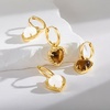 image:imageCicy Bell Earrings for Women 18K Gold Plated Hypoallergenic Heart Hoop Earrings Energy Stone Elegant Lucky Huggie Earring Trendy Teacher Jewelry GiftsGold