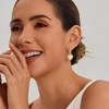 image:imageCicy Bell Earrings for Women 18K Gold Plated Hypoallergenic Heart Hoop Earrings Energy Stone Elegant Lucky Huggie Earring Trendy Teacher Jewelry GiftsGoldWhite