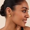 image:imageCicy Bell Heart Stud Earrings For Womens 18k Plated Brass Trendy Pink Tulip Flower Enamel Earrings With Pearl Dainty RoseGold