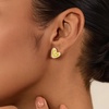 image:imageCicy Bell Heart Stud Earrings For Womens 18k Plated Brass Trendy Pink Tulip Flower Enamel Earrings With Pearl Dainty RoseGold