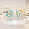 image:imageCicy Bell Heart Stud Earrings for Women 18K Gold Plated 925 Sterling Silver Rose Flower Pearl Trendy Elegant Earrings Jewelry Valentines DayGold