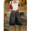 image:imageCicy Bell Womens Baggy Bermuda Jeans Shorts Wide Leg High Waisted Jorts Casual Knee Length Denim ShortsBlack