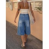 image:imageCicy Bell Womens Baggy Bermuda Jeans Shorts Wide Leg High Waisted Jorts Casual Knee Length Denim ShortsBlue