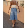 image:imageCicy Bell Womens Baggy Bermuda Jeans Shorts Wide Leg High Waisted Jorts Casual Knee Length Denim ShortsLight Blue