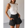image:imageCicy Bell Womens Baggy High Waisted Jean Shorts Summer Wide Leg Cargo Jorts with Flap PocketsBlack