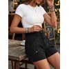 image:imageCicy Bell Womens Baggy High Waisted Jean Shorts Summer Wide Leg Cargo Jorts with Flap PocketsBlack
