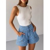 image:imageCicy Bell Womens Baggy High Waisted Jean Shorts Summer Wide Leg Cargo Jorts with Flap PocketsLight Blue