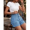 image:imageCicy Bell Womens Baggy High Waisted Jean Shorts Summer Wide Leg Cargo Jorts with Flap PocketsLight Blue