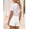 image:imageCicy Bell Womens Baggy High Waisted Jean Shorts Summer Wide Leg Cargo Jorts with Flap PocketsWhite