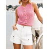 image:imageCicy Bell Womens Baggy High Waisted Jean Shorts Summer Wide Leg Cargo Jorts with Flap PocketsWhite