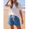 image:imageCicy Bell Womens Baggy High Waisted Jean Shorts Summer Wide Leg Jorts Casual Drawstring Denim ShortsBlue