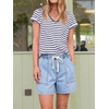 image:imageCicy Bell Womens Baggy High Waisted Jean Shorts Summer Wide Leg Jorts Casual Drawstring Denim ShortsLight Blue
