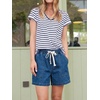 image:imageCicy Bell Womens Baggy High Waisted Jean Shorts Summer Wide Leg Jorts Casual Drawstring Denim ShortsNavy