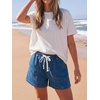 image:imageCicy Bell Womens Baggy High Waisted Jean Shorts Summer Wide Leg Jorts Casual Drawstring Denim ShortsNavy