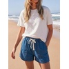 image:imageCicy Bell Womens Baggy High Waisted Jean Shorts Summer Wide Leg Jorts Casual Drawstring Denim ShortsNavy