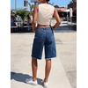 image:imageCicy Bell Womens High Waisted Denim Shorts Bermuda Baggy Drawstring Raw Hem Jorts Casual Knee Length Jean ShortsBlue
