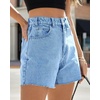 image:imageCicy Bell Womens High Waisted Jean Shorts Summer Baggy Stretchy Straight Leg Raw Hem Mom Denim Shorts