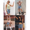 image:imageCicy Bell Womens High Waisted Jean Shorts Summer Baggy Stretchy Straight Leg Raw Hem Mom Denim Shorts