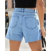 image:imageCicy Bell Womens High Waisted Jean Shorts Summer Baggy Stretchy Straight Leg Raw Hem Mom Denim Shorts