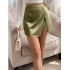 image:imageCicy Bell Womens Satin Mini Skirt Casual High Waisted Side Slit Aline Work Skirts with ShortsArmy Green