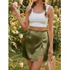 image:imageCicy Bell Womens Satin Mini Skirt Casual High Waisted Side Slit Aline Work Skirts with ShortsArmy Green