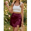 image:imageCicy Bell Womens Satin Mini Skirt Casual High Waisted Side Slit Aline Work Skirts with ShortsBurgundy