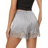 image:imageCicy Bell Womens Satin Silk Lace Shorts Y2K Micro Mini Shorts Low Rise Coquette Lounge Half Slip French Knickers Pj BottomsLight Grey